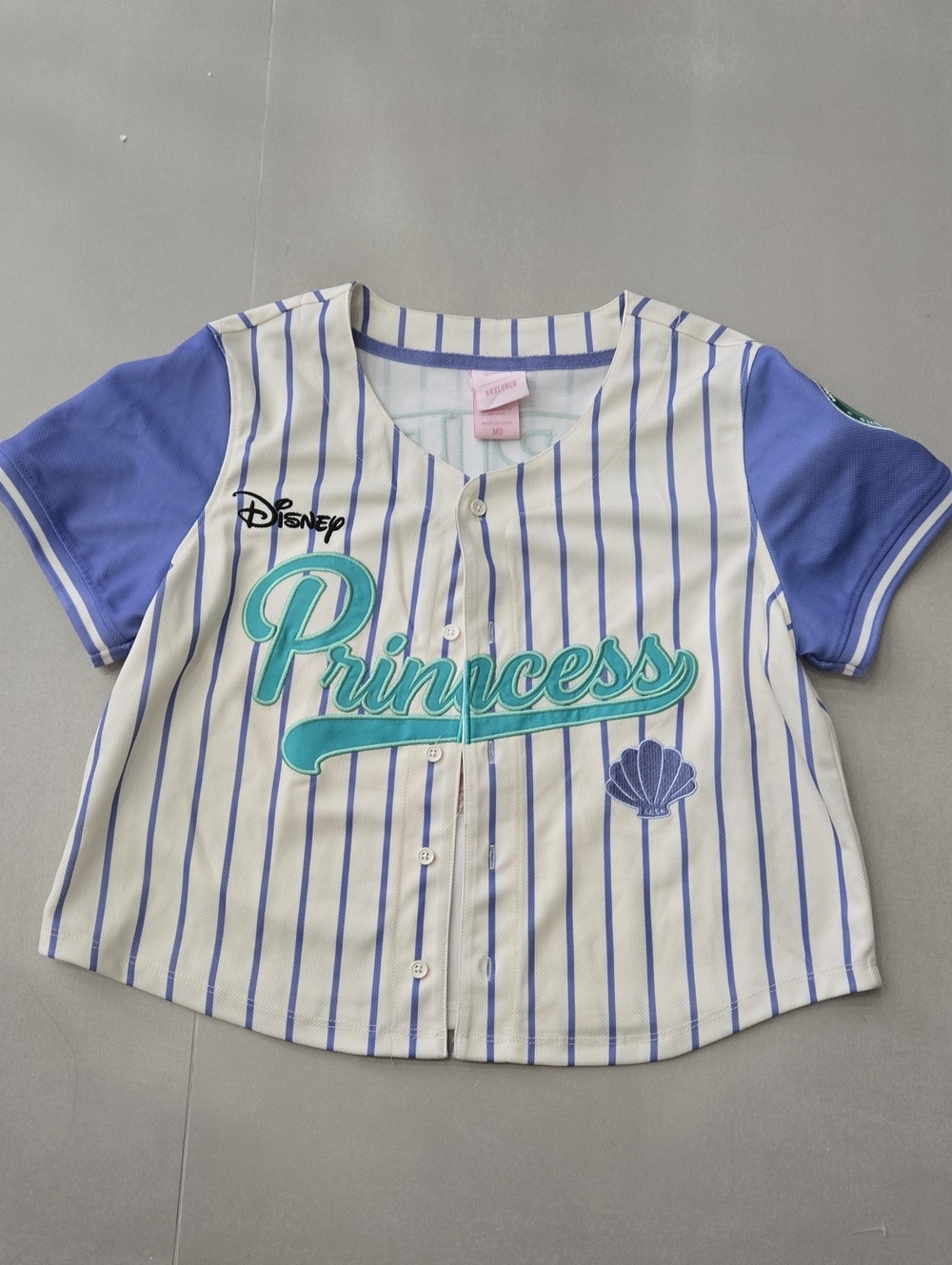 Disney Princess White & Blue Striped Button-Down Top